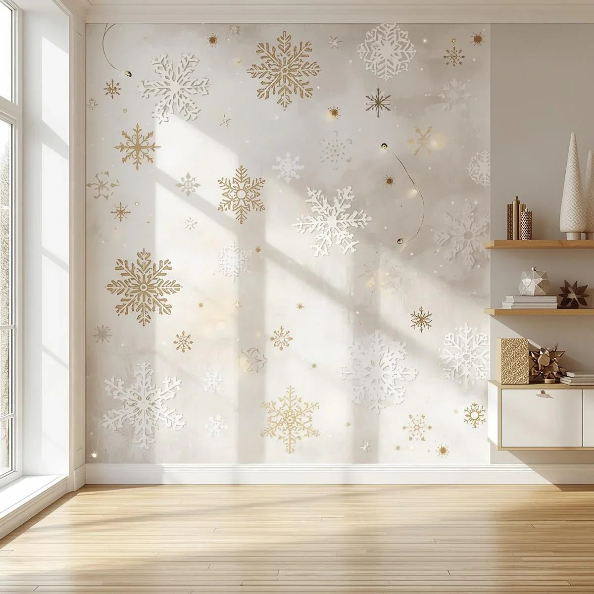 Minimalist Gold Snowflake Wall Decals — Christmas Wall Decor
