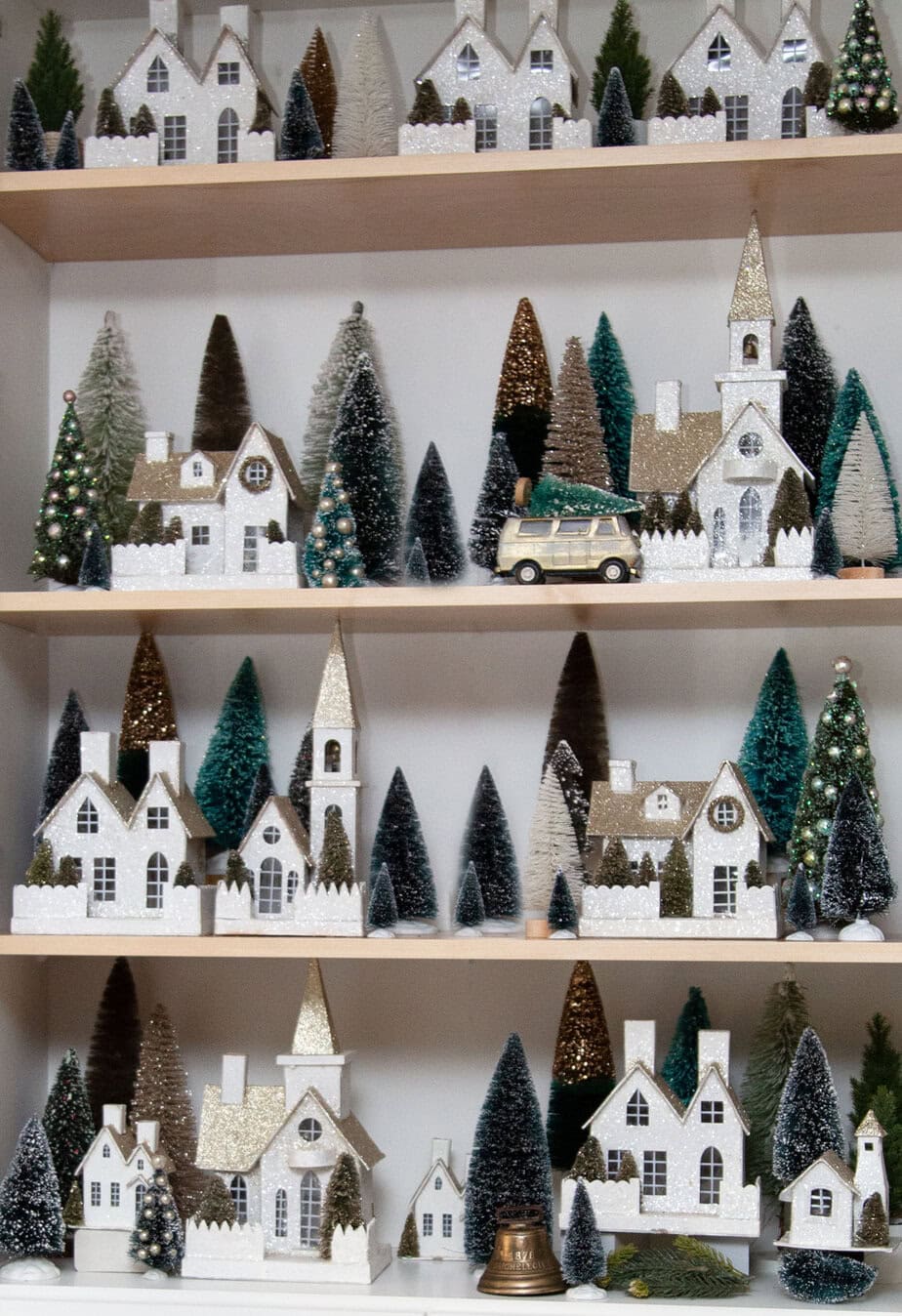 Modern Minimalist Village with Uniform White Houses — Christmas Village Display