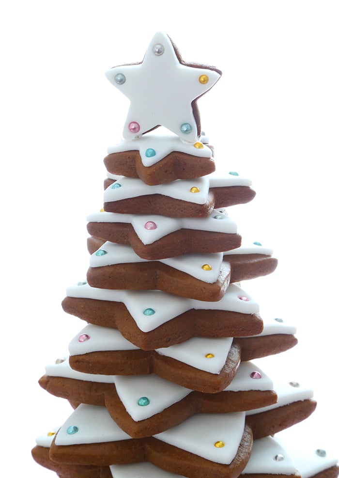 Modern Gingerbread Cookie Tree with Pastel Gem Decorations Modern Gingerbread Cookie Tree with Pastel Gem Decorations — Gingerbread Christmas Tree