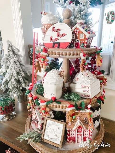 Living Room Visual Idea — Christmas Tiered Tray