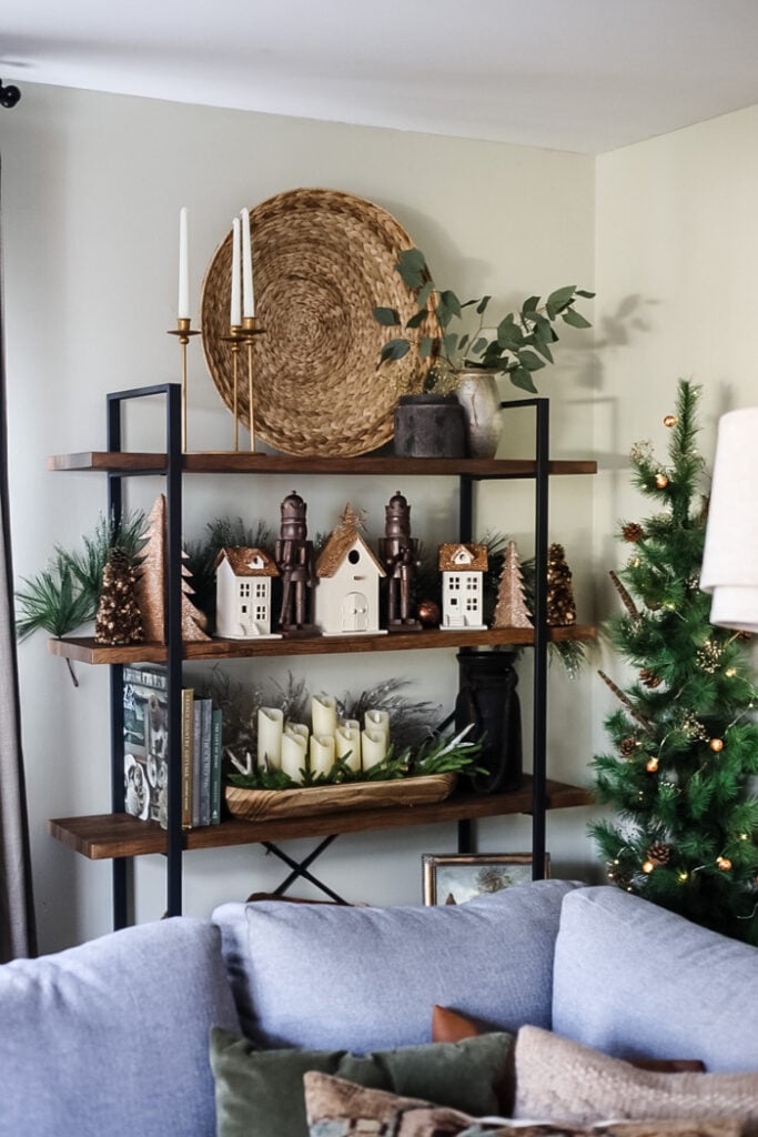 Modern Farmhouse Visual Idea — Christmas Shelf Decor