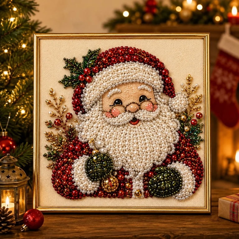 Intricate Pearl Art Santa Craft for Festive Charm Intricate Pearl Art Santa Craft for Festive Charm — Christmas Crafts for Adults