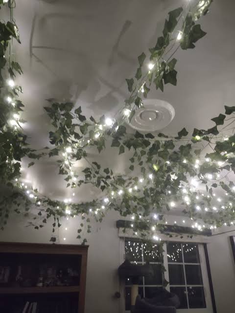 Bohemian Bedroom Ceiling with Ivy and Fairy Lights Bohemian Bedroom Ceiling with Ivy and Fairy Lights — Christmas Fairy Lights Ceiling