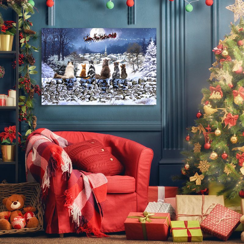 Whimsical Winter Scene Canvas Art — Christmas Wall Decor
