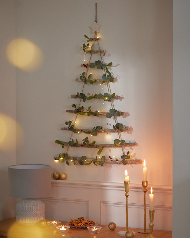 Natural Branch and Twine Hanging Wall Tree Natural Branch and Twine Hanging Wall Tree — Wall Christmas Tree