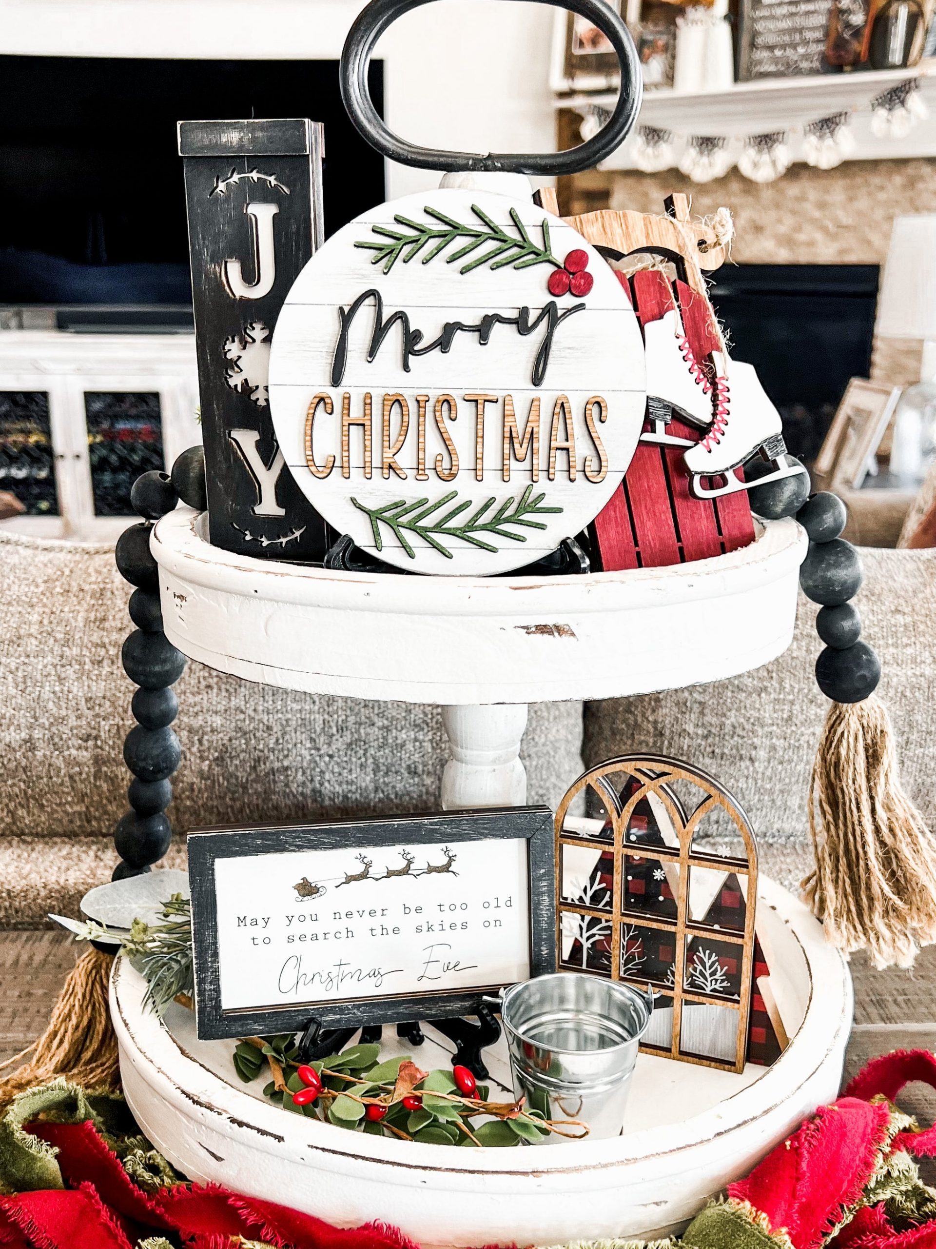 Farmhouse Visual Idea — Christmas Tiered Tray