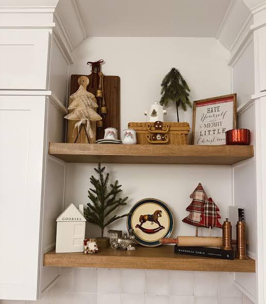 Kitchen Shelves Visual Idea — Christmas Shelf Decor