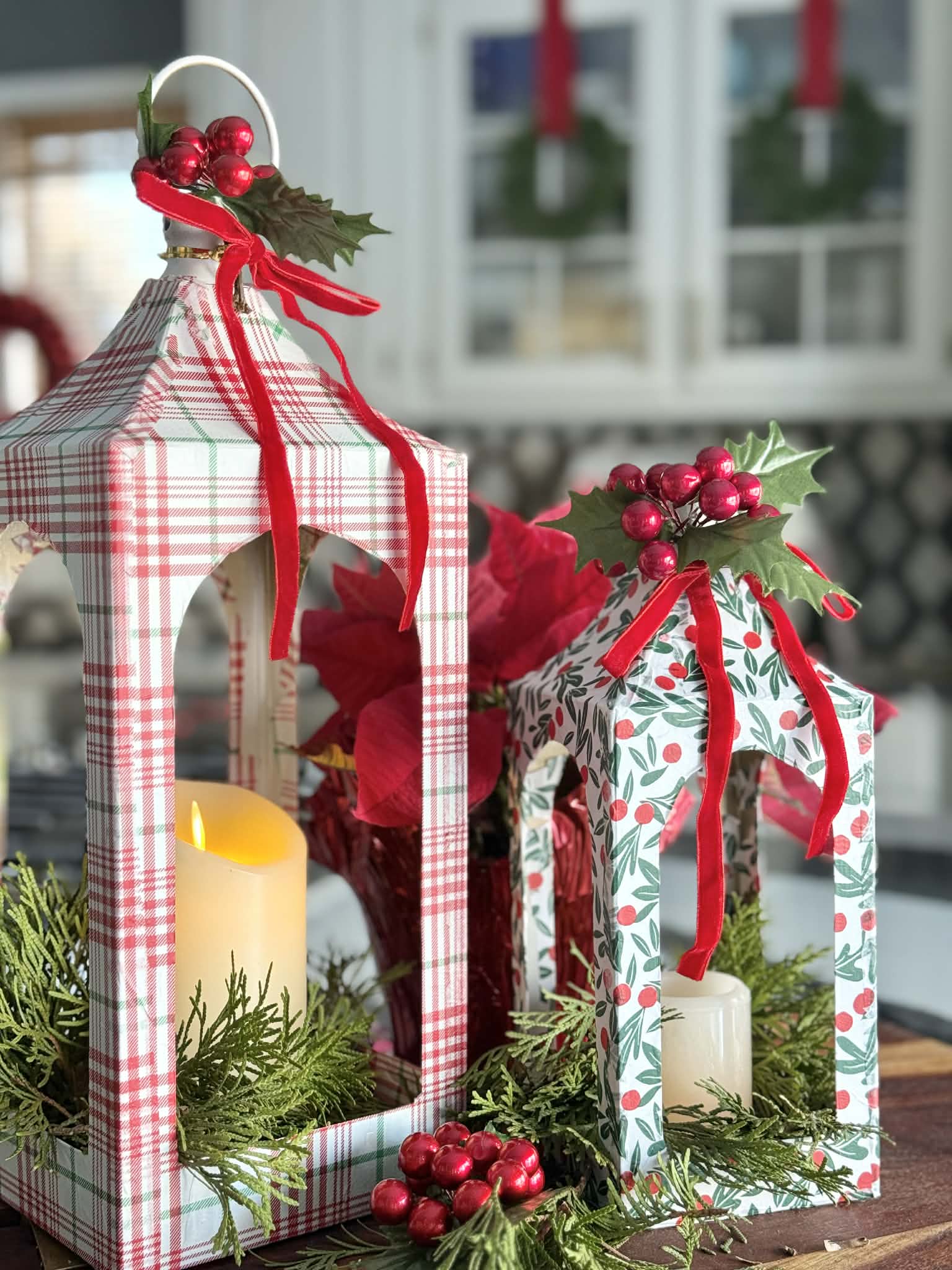 Farmhouse Patterned Christmas Lanterns — DIY Christmas Decor