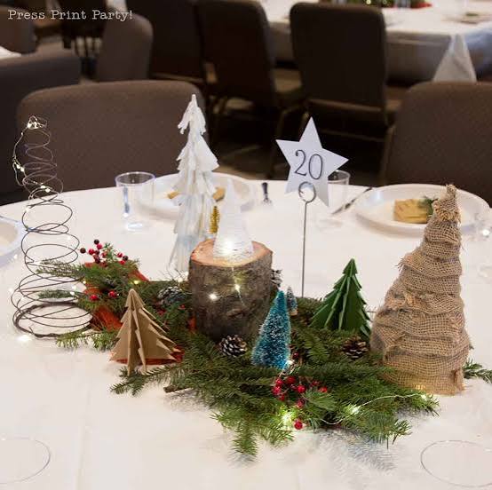 Rustic Handmade Christmas Trees as a Table Centerpiece — Christmas Party Decor