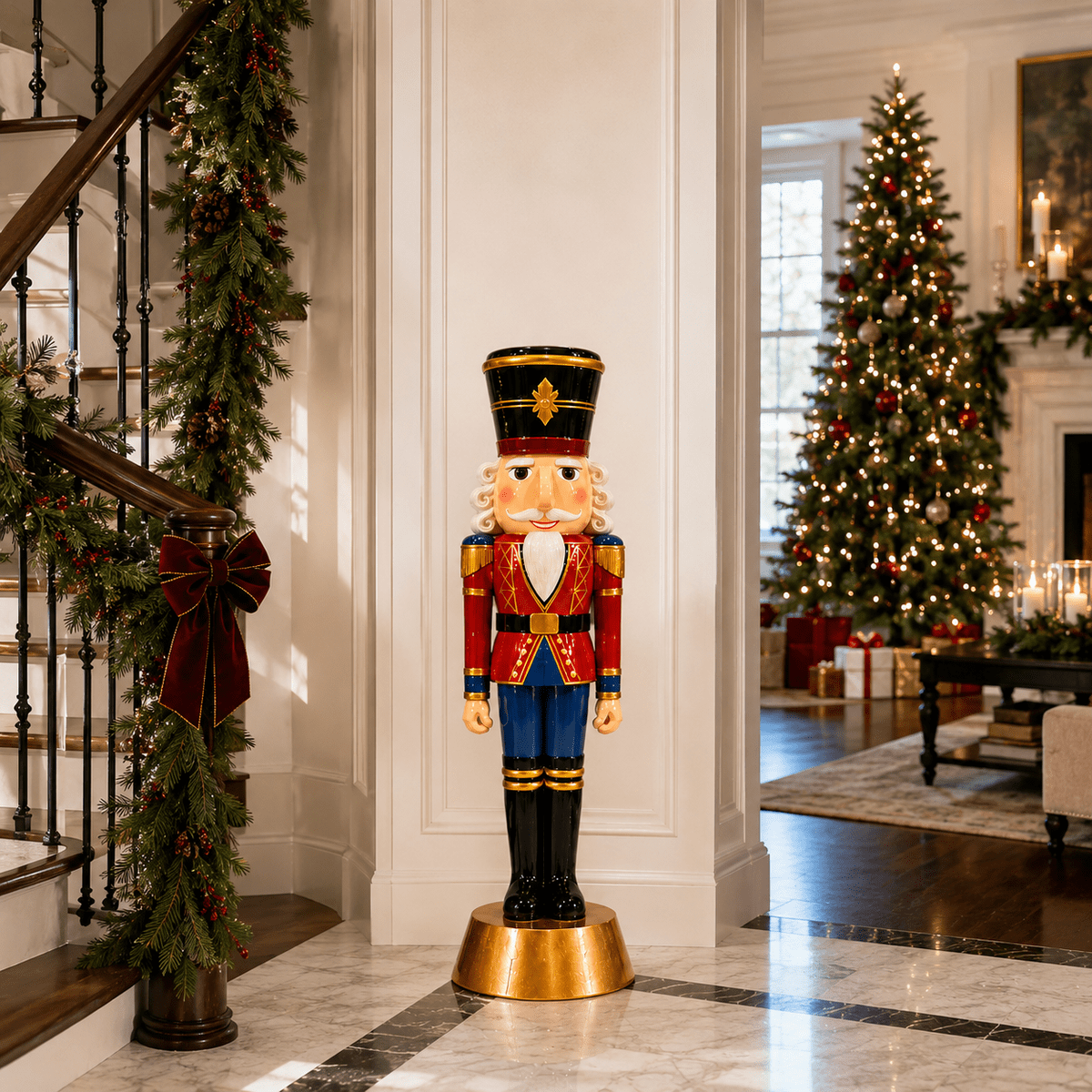Large Nutcracker in a Grand Entryway — Nutcracker Christmas Decor
