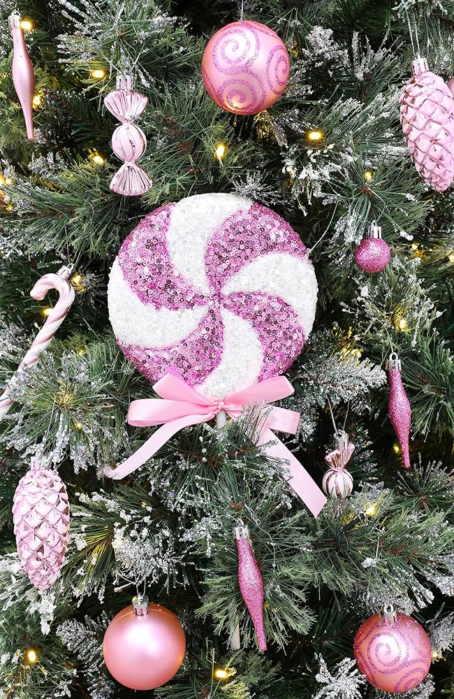 Sparkly Sequin Lollipop Ornament Detail Sparkly Sequin Lollipop Ornament Detail — Candy Land Christmas Tree