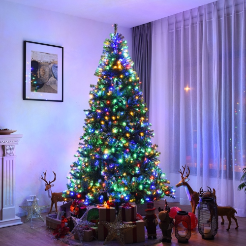 Festive Living Room Featuring an Artificial Tree with Multicolor Lights Festive Living Room Featuring an Artificial Tree with Multicolor Lights — Christmas Tree with Colored Lights