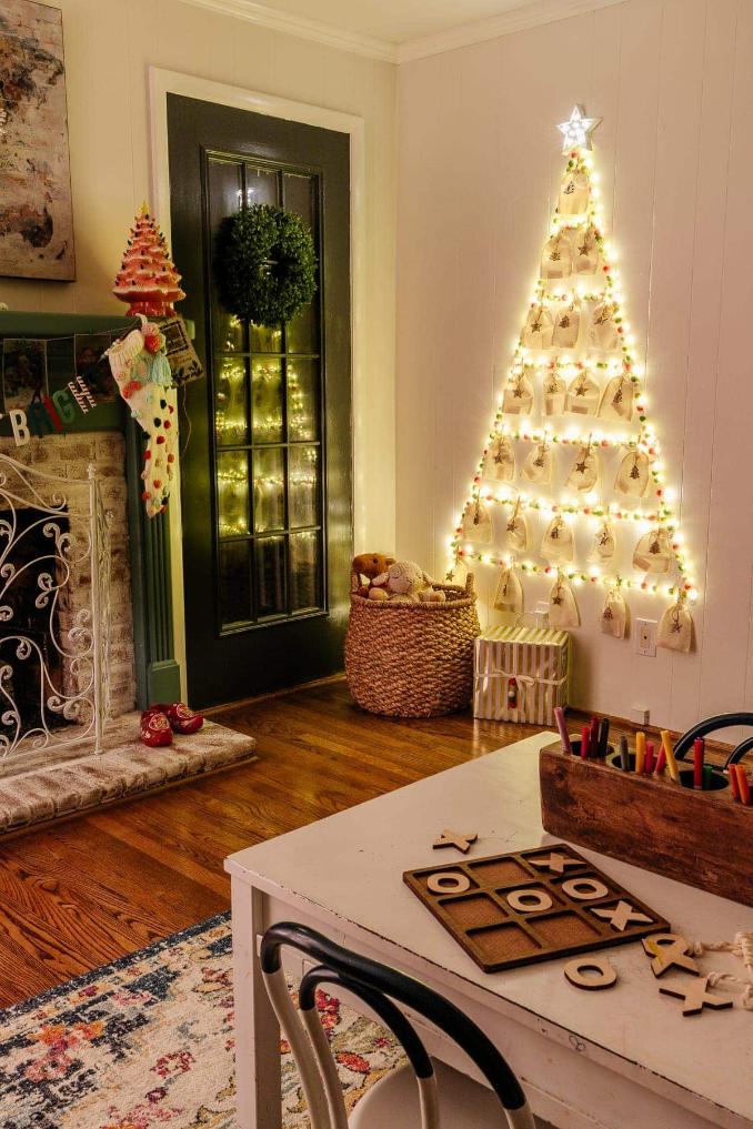 Corner Wall Christmas Tree with Advent Bags Corner Wall Christmas Tree with Advent Bags