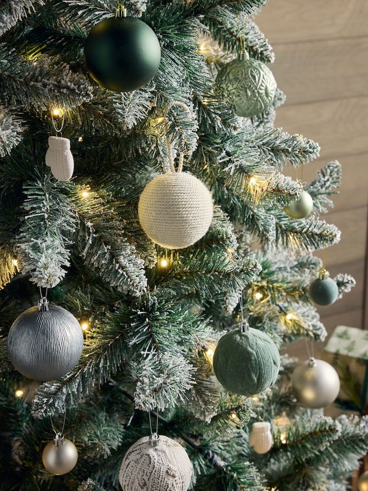Textural Sage Green Christmas Baubles — Sage Green Christmas Decor