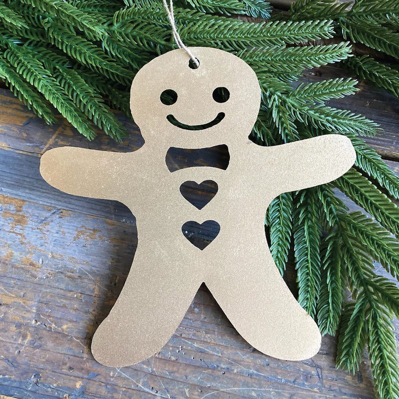 Minimalist Gold Gingerbread Man Cutout Ornament — Gingerbread Christmas Decor