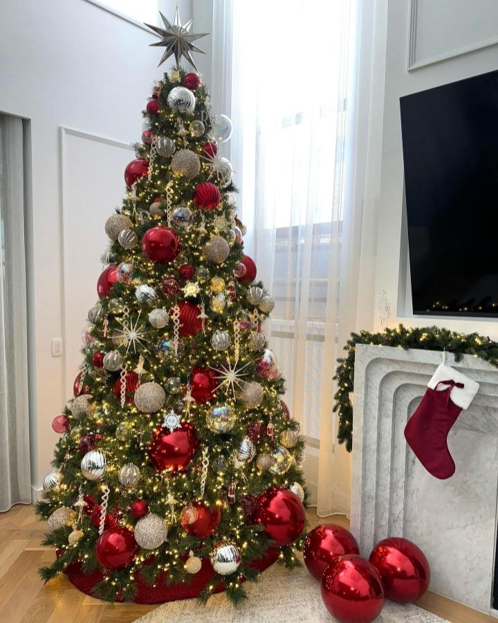 Glamorous Red and Silver Statement Tree — Elegant Christmas Tree