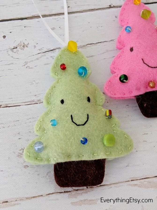Whimsical Felt Tree Ornaments with Smiling Faces Whimsical Felt Tree Ornaments with Smiling Faces — DIY Christmas Ornaments