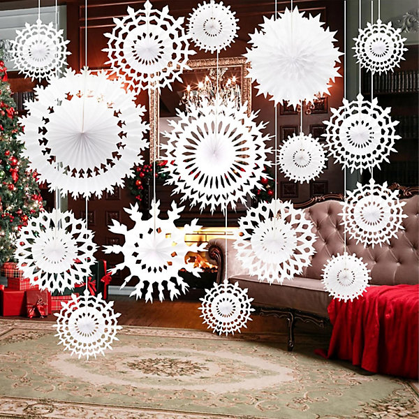 Magical Ceiling Display of Paper Snowflakes and Fans