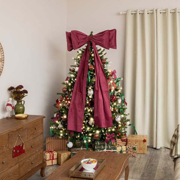 Dramatic Extra Large Dark Red Velvet Bow — Bow Christmas Tree Topper