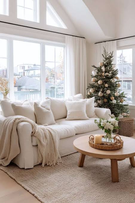 Coastal Neutral Christmas Tree with Natural Light Coastal Neutral Christmas Tree with Natural Light — Christmas Tree Color Schemes