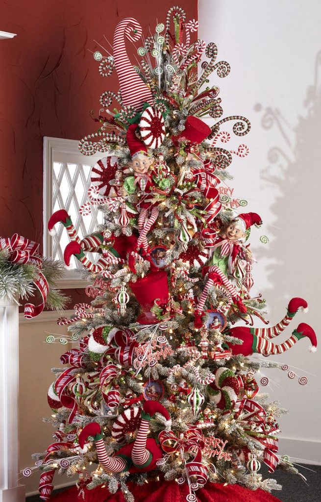 Vibrant Candy Cane and Elf Themed Christmas Tree Vibrant Candy Cane and Elf Themed Christmas Tree — Candy Land Christmas Tree