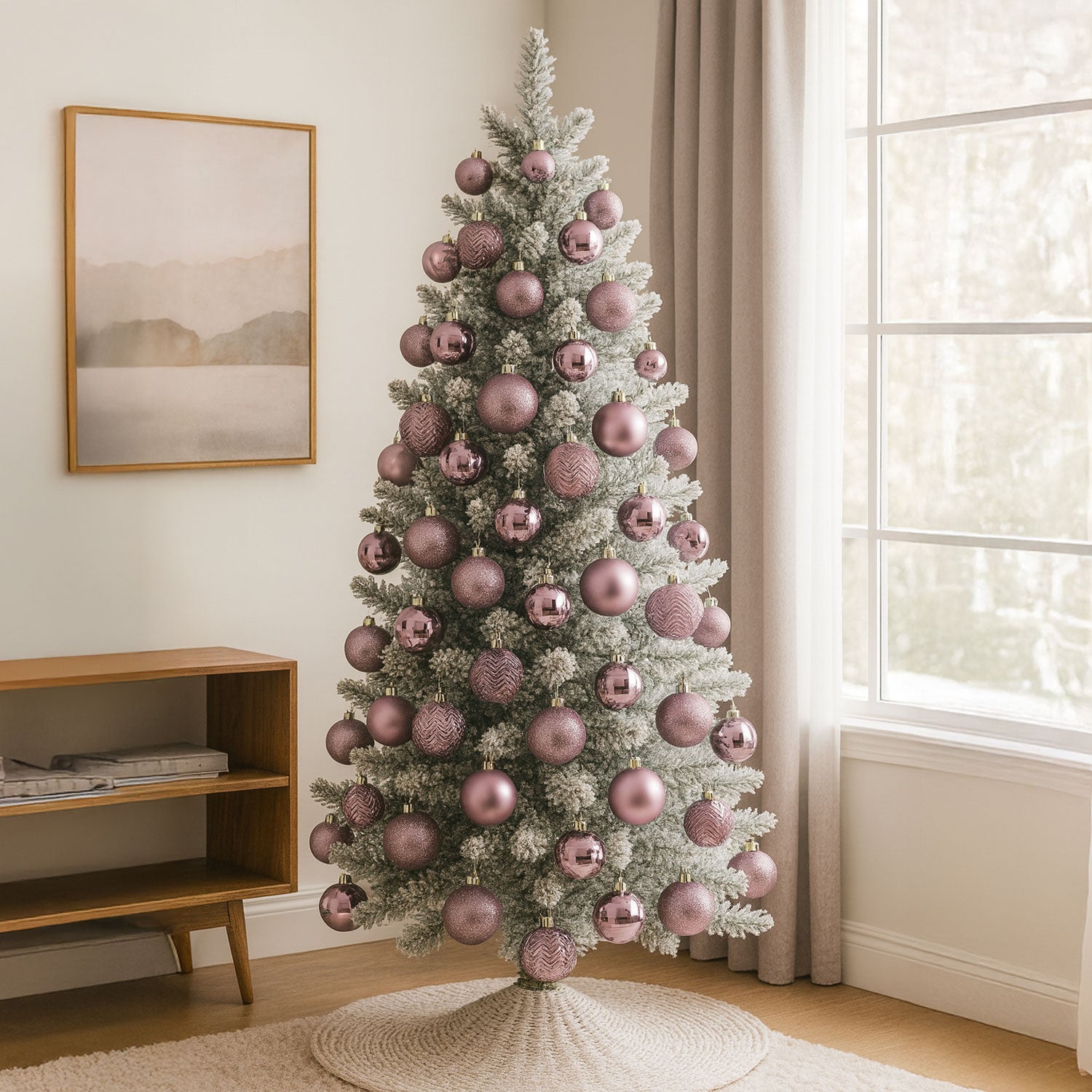 Monochromatic Pink Tree with Silver Accents Monochromatic Pink Tree with Silver Accents — Pink and Gold Christmas Tree