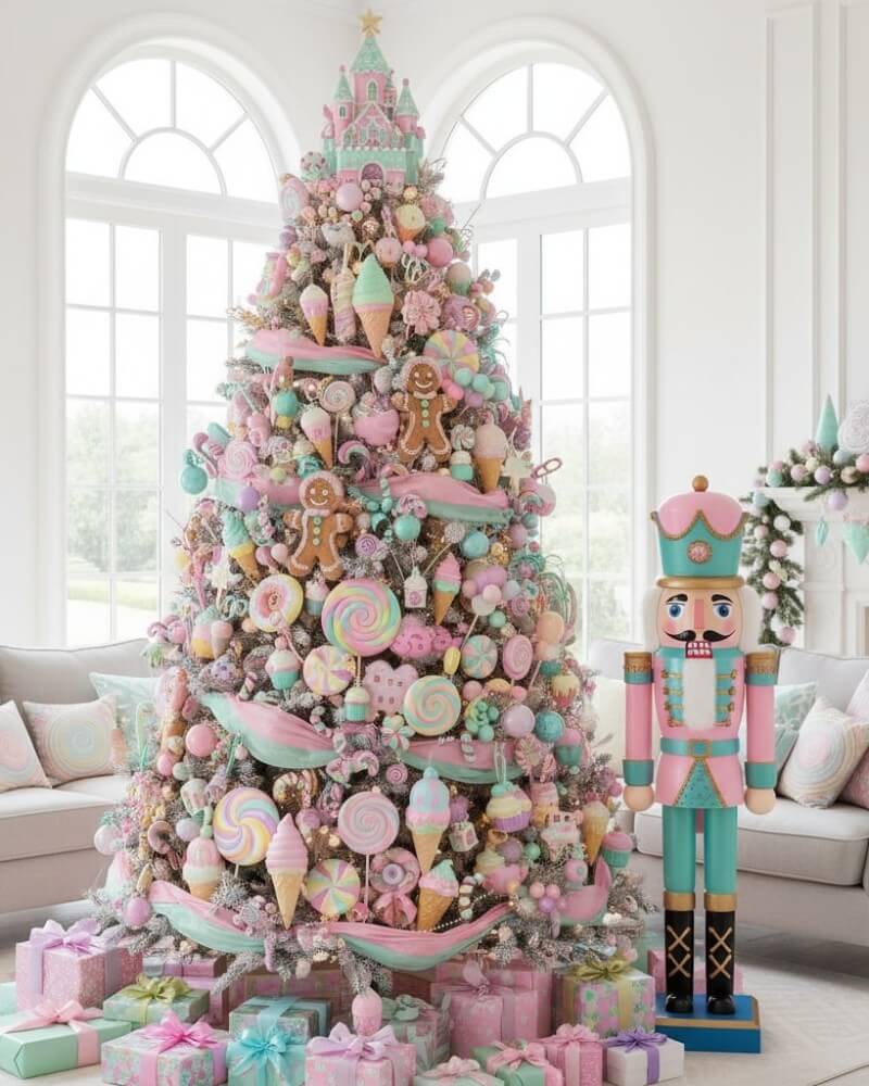 Pastel Candy Land Tree with Nutcracker and Gifts Pastel Candy Land Tree with Nutcracker and Gifts — Candy Land Christmas Tree