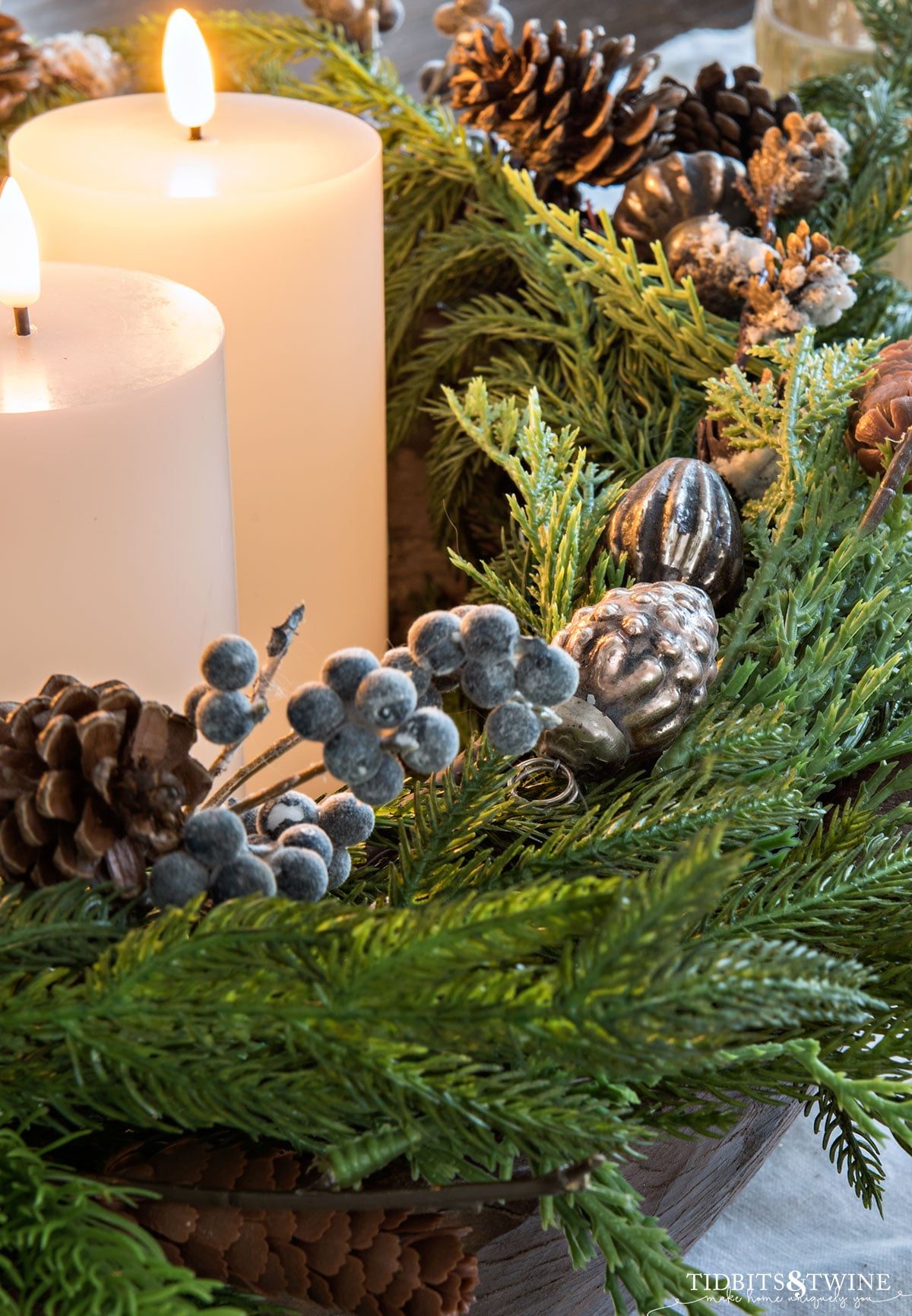 Textured Rustic Advent Wreath Close-Up Textured Rustic Advent Wreath Close-Up