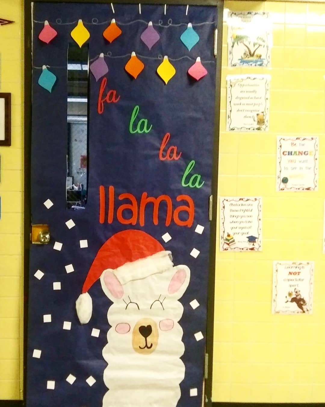 Festive Llama Christmas Door Decor — Christmas Classroom Decor