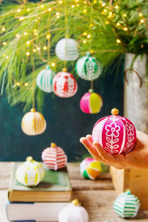Delicate Paper Christmas Ornaments with Floral Designs Delicate Paper Christmas Ornaments with Floral Designs — DIY Christmas Ornaments
