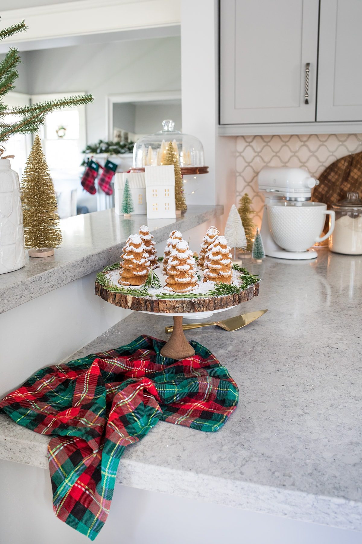 Rustic Kitchen Counter Display of Gingerbread Tree Cakes Rustic Kitchen Counter Display of Gingerbread Tree Cakes — Christmas Kitchen Decor