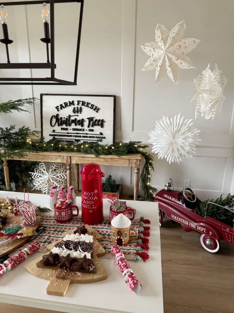 Farmhouse Hot Cocoa Bar with Extensive Christmas Display Farmhouse Hot Cocoa Bar with Extensive Christmas Display — Christmas Hot Cocoa Bar
