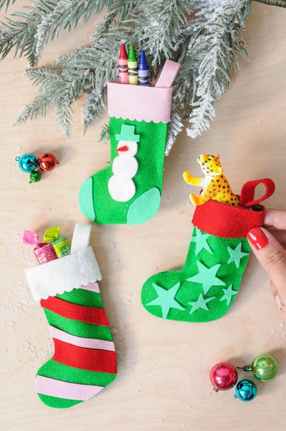 Felt Christmas Stockings Filled with Treats — Christmas Crafts for Kids
