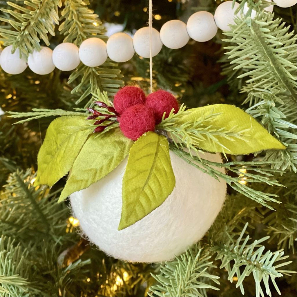 Natural Felt Ornament with Faux Berries and Leaves Natural Felt Ornament with Faux Berries and Leaves — DIY Christmas Ornaments