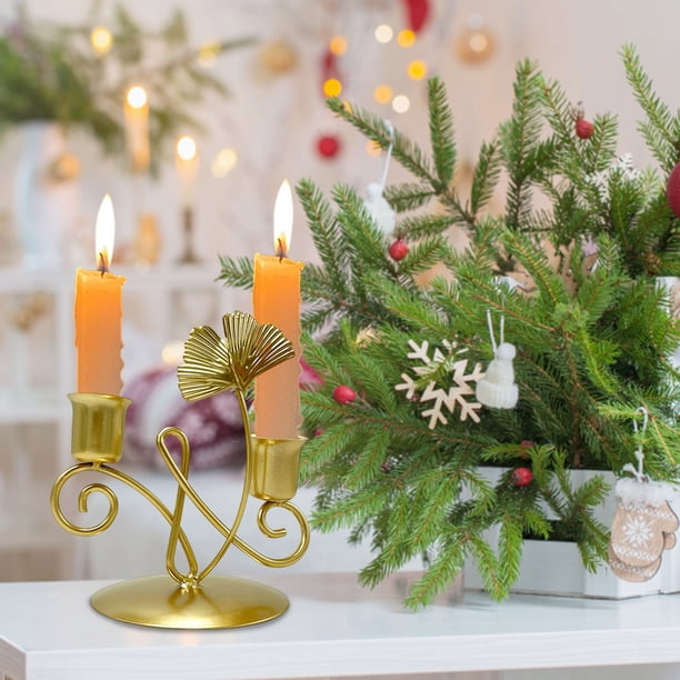 Modern Gold Leaf Motif Candle Holder Modern Gold Leaf Motif Candle Holder — Elegant Christmas Decor