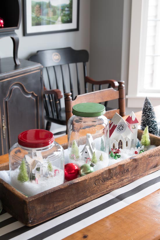 Christmas Village Centerpiece in a Wooden Trough — Christmas Village Display