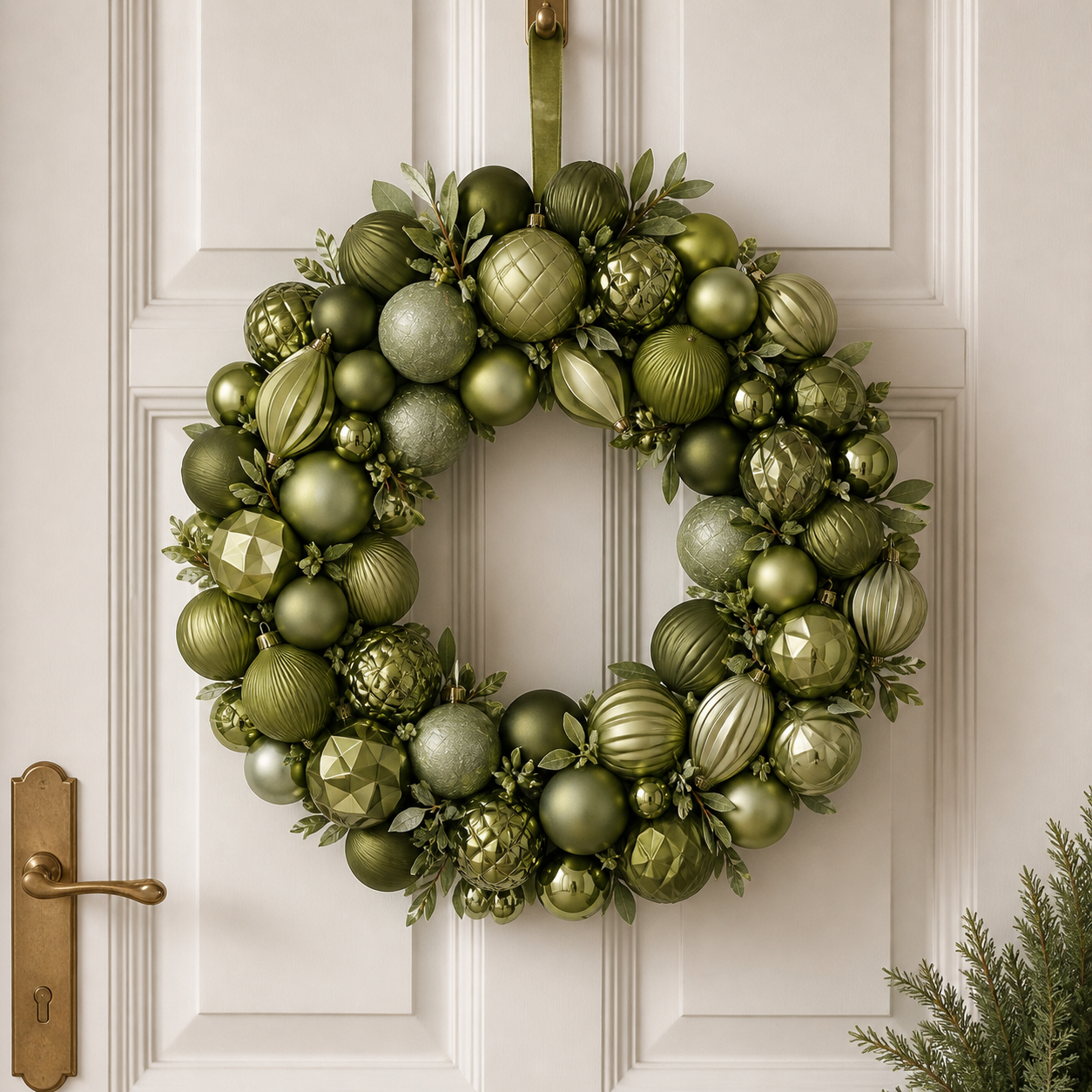Sophisticated Monochromatic Green Ornament Wreath Sophisticated Monochromatic Green Ornament Wreath