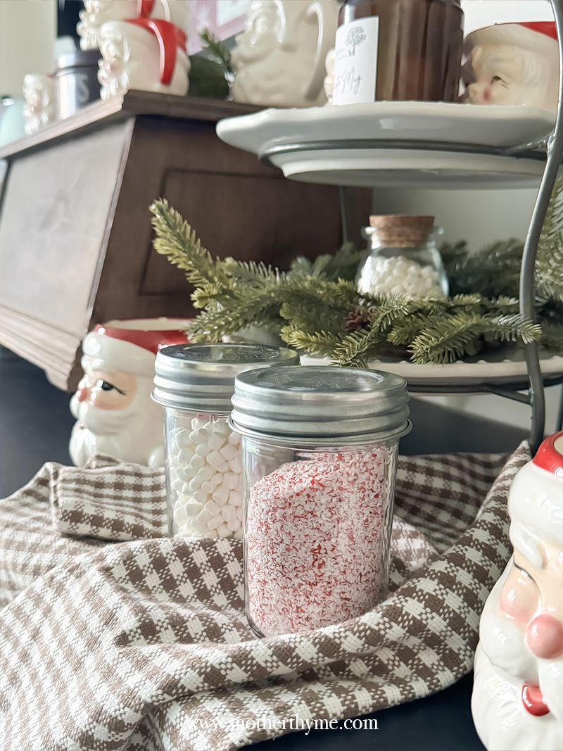 Farmhouse Hot Cocoa Toppings with Santa Figures Farmhouse Hot Cocoa Toppings with Santa Figures — Christmas Hot Cocoa Bar