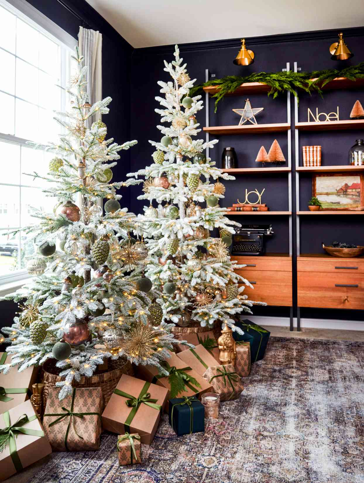Modern Minimalist Christmas Trees with Flocked Branches Modern Minimalist Christmas Trees with Flocked Branches — Aesthetic Christmas Decor
