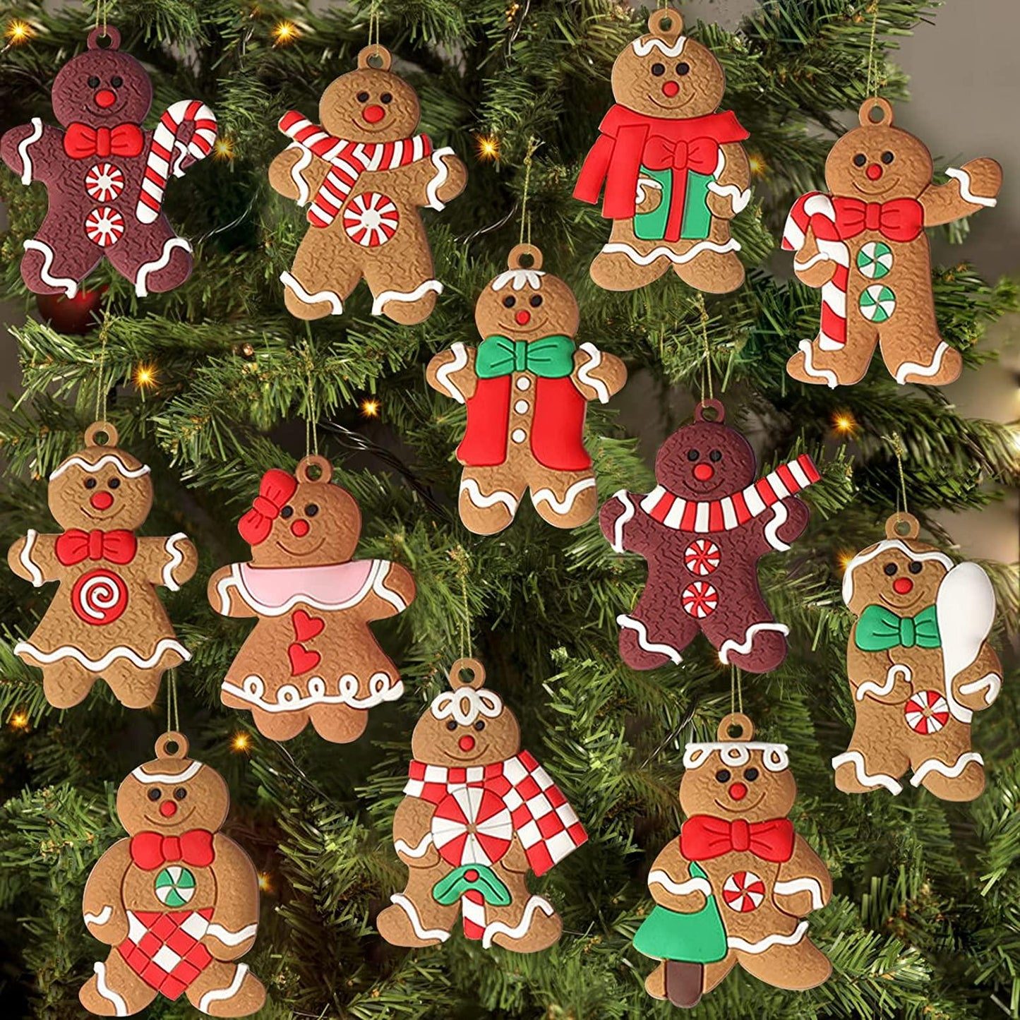 Christmas Tree Adorned with Gingerbread Man Ornaments Christmas Tree Adorned with Gingerbread Man Ornaments — Gingerbread Christmas Tree