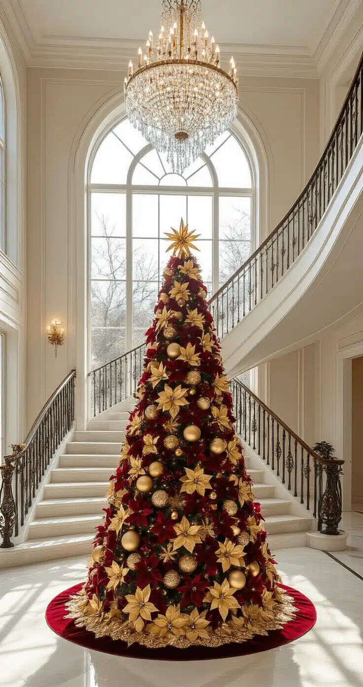 A Grand Foyer Christmas Tree with Velvet and Gold Accents A Grand Foyer Christmas Tree with Velvet and Gold Accents — Glam Christmas Tree