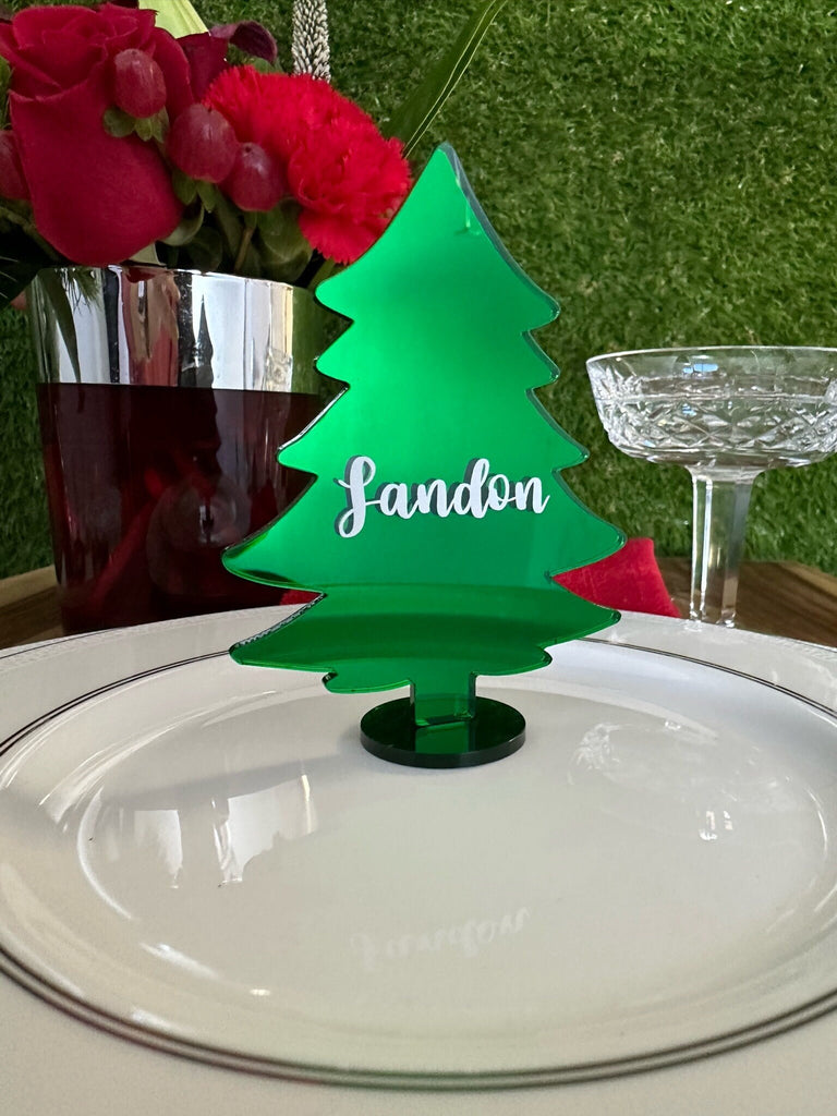 Modern Green Acrylic Christmas Tree Place Card Modern Green Acrylic Christmas Tree Place Card — Christmas Place Cards