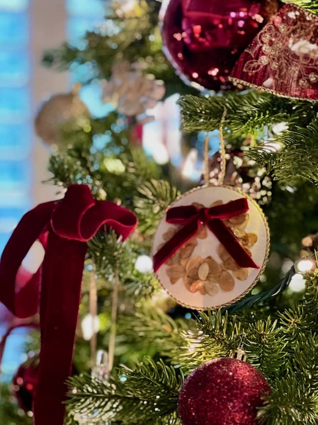 Handmade Rustic Ornament with Velvet and Pinecones — Vintage Christmas Decor