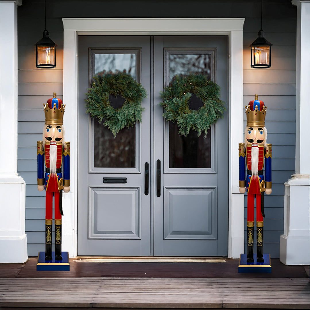 Pair of Nutcrackers Flanking a Double Door — Nutcracker Christmas Decor