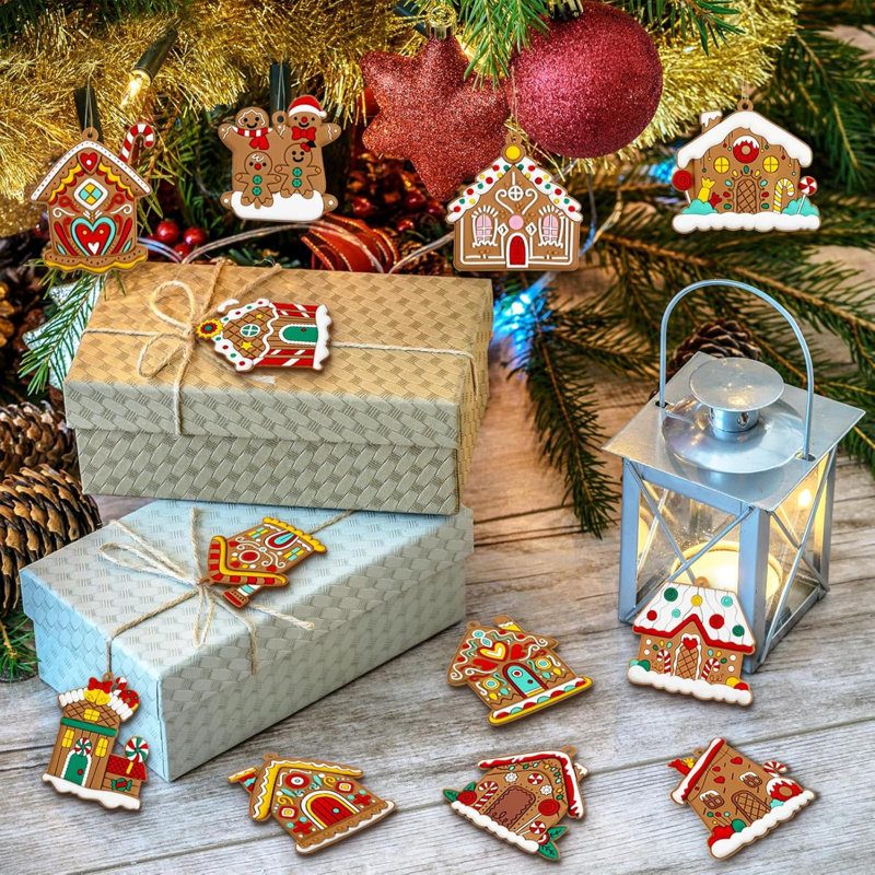 Crafty Gingerbread House Ornaments with Gift Boxes and Lantern — Gingerbread Christmas Tree