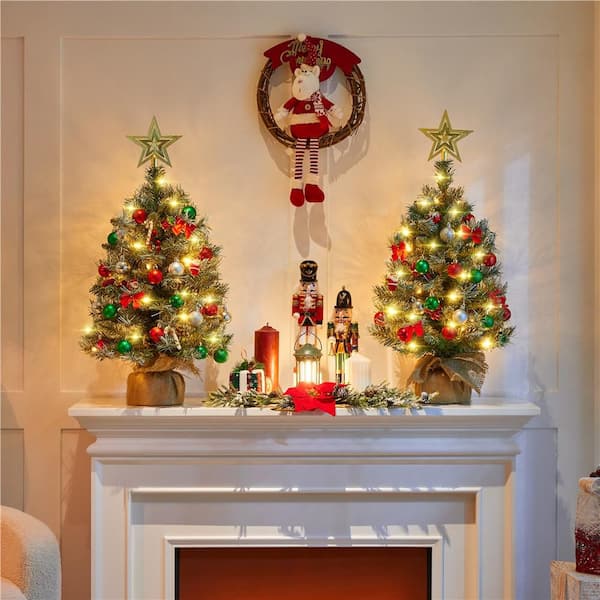 Compact Frosted Tree with Gold Ornaments — Small Christmas Tree Decor