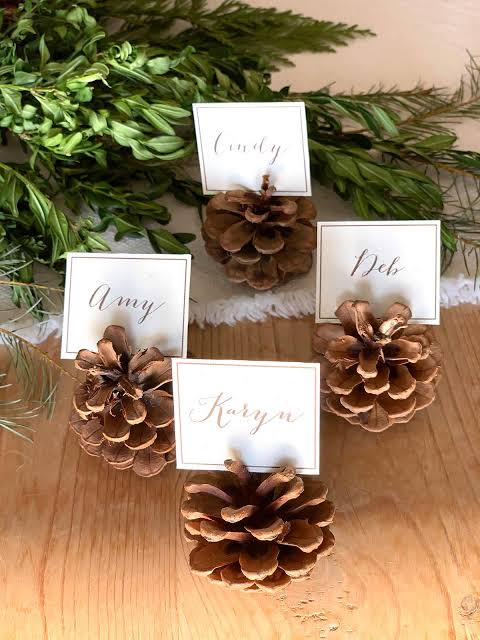 Natural Pinecone Place Card Holders Natural Pinecone Place Card Holders — Christmas Place Cards