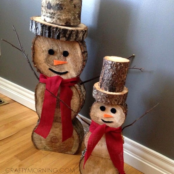 Rustic Log Snowmen for Natural Holiday Charm Rustic Log Snowmen for Natural Holiday Charm — Christmas Crafts for Adults