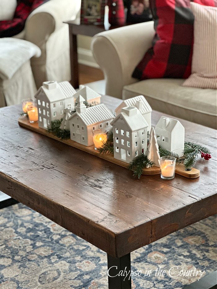 Modern Farmhouse Christmas Village Vignette Modern Farmhouse Christmas Village Vignette — Christmas Coffee Table Decor