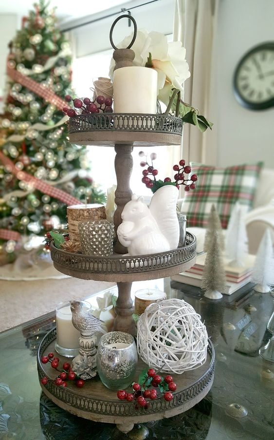 Farmhouse Rustic Visual Idea — Christmas Tiered Tray